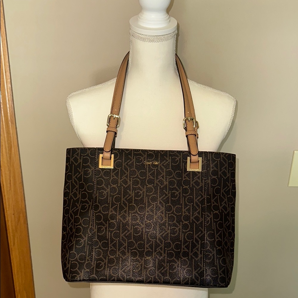 Calvin Klein Tan and Brown Tote Bag